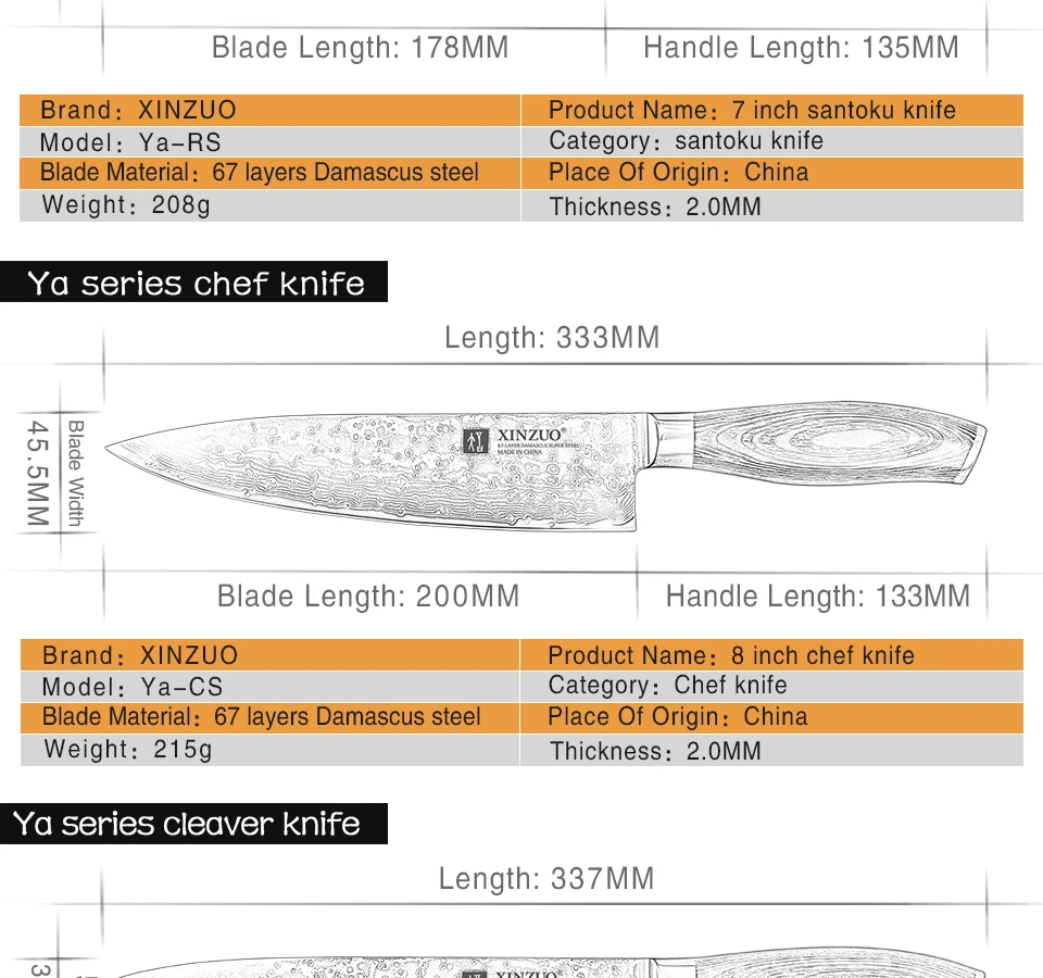 XINZUO 6 шт. набор кухонных ножей 67 слоев высокоуглеродистой японской VG10 дамасской стали шеф-повара Santoku универсальный нож Pakka с деревянной ручкой