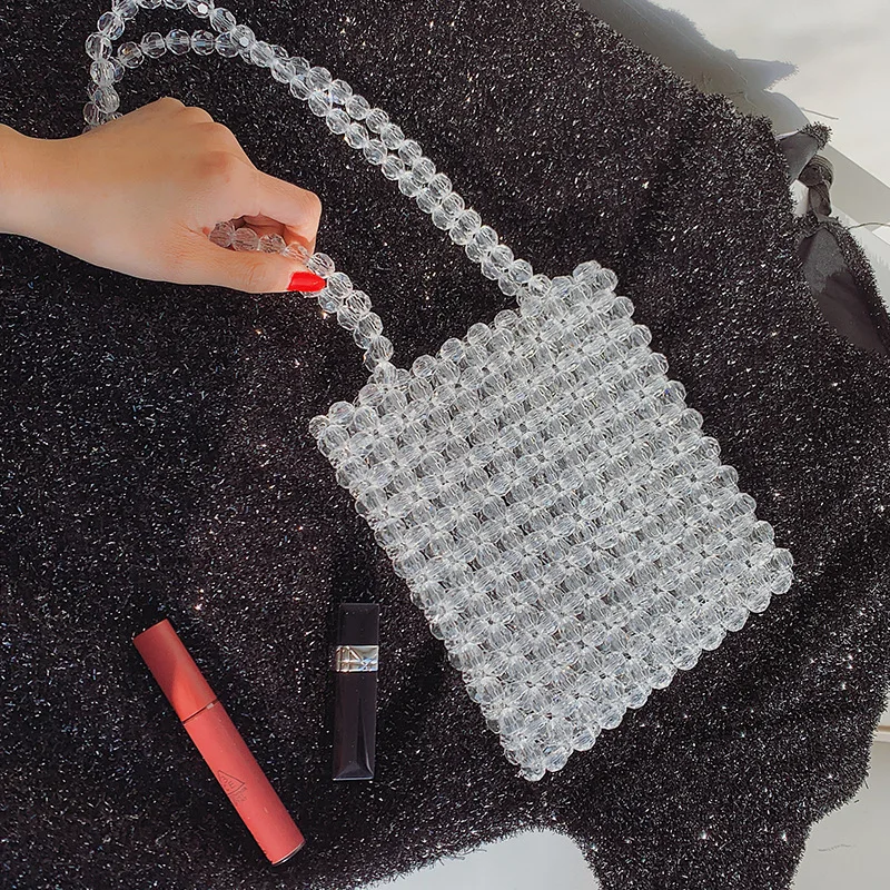 Hand-Woven Pearl Bag Lady Beaded Shoulder Bag Women Bolsos Mujer Mini Crossbody Bag For Women Luxury Handbags Women Bags
