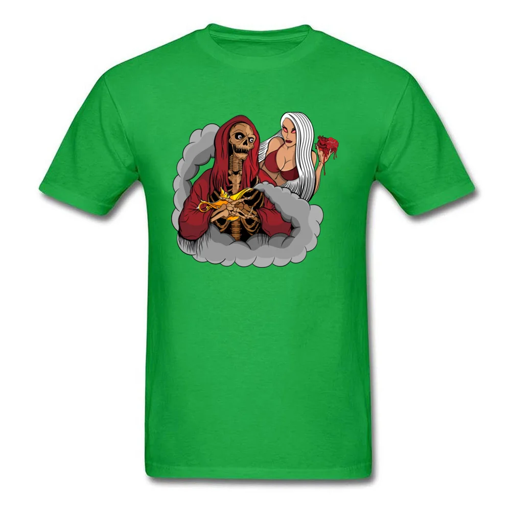 Evil Skeleton Genius Short Sleeve Tops T Shirt Round Neck Pure Cotton Mens Top T-shirts Summer Clothing Shirt Slim Fit Evil Skeleton Genius green