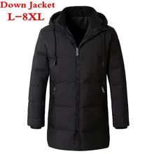 2017 new big size L-7XL Winter Down Jacket Men Coat Hooded Long White Duck Down Parka Thickening Warm Outwear Men Winter Jacket