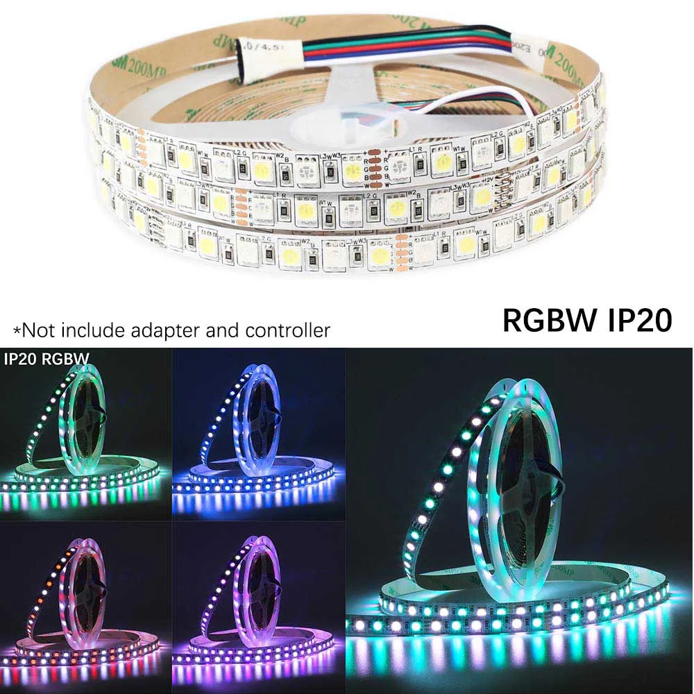 5 м DC12V Светодиодная лента 5050 SMD RGB, RGBW, RGBWW 96 Светодиодный/M белый, теплый белый 120 светодиодный/m 5050 светодиодный гибкий светильник IP20/IP65 - Испускаемый цвет: RGBW IP20