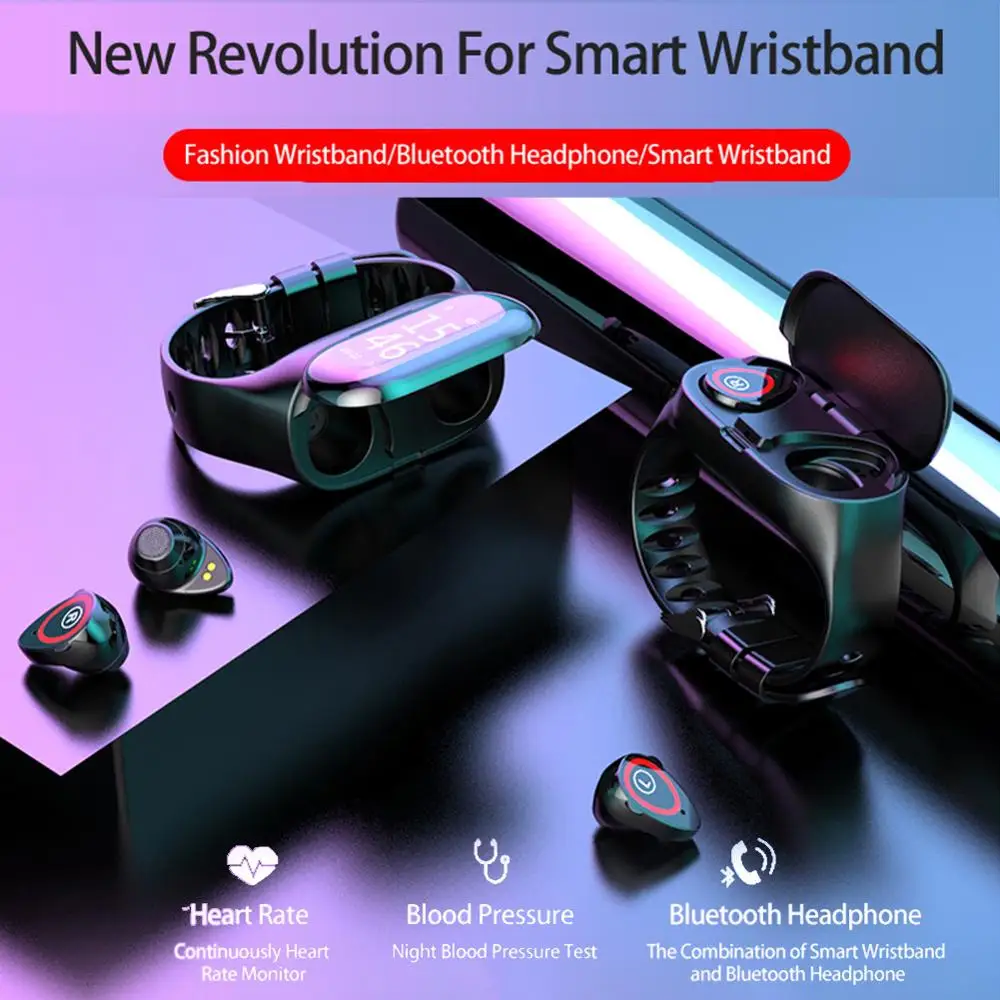 M1 2 в 1 Смарт часы с Bluetooth наушниками и Пульсометром|Смарт-часы| |
