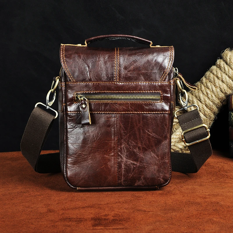 Качественная оригинальная кожаная мужская повседневная сумка через плечо из воловьей кожи, модная сумка через плечо 8 дюймов, сумка-тоут Mochila, сумка-портфель 144-r