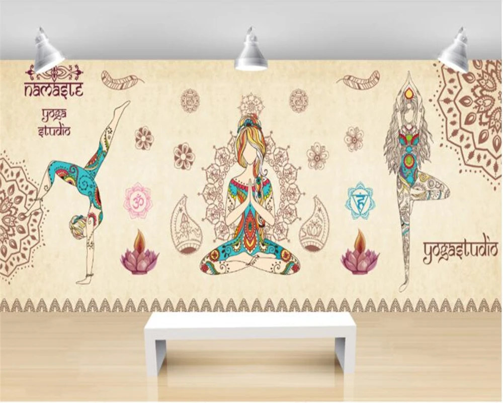 Beibehang Papel De Parede Carta Da Parati Muro Dipinto Di Sfondo Della Parete In La Sala Da Ballo Del Dipinta A Mano Di Yoga Sala Hudas Bellezza