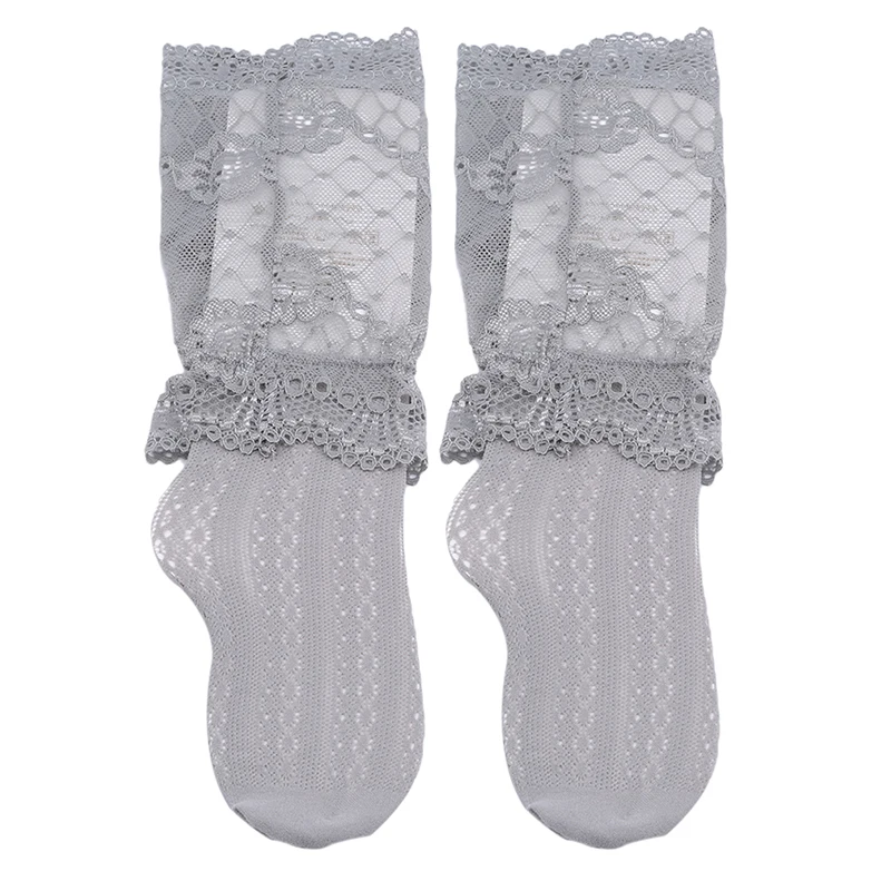 Красивые кружевные гольфы для девочек, 1 пара длинные носки в стиле принцессы для малышей летние носки для девочек, платья для малышей, одежда, аксессуары - Цвет: gray net sock