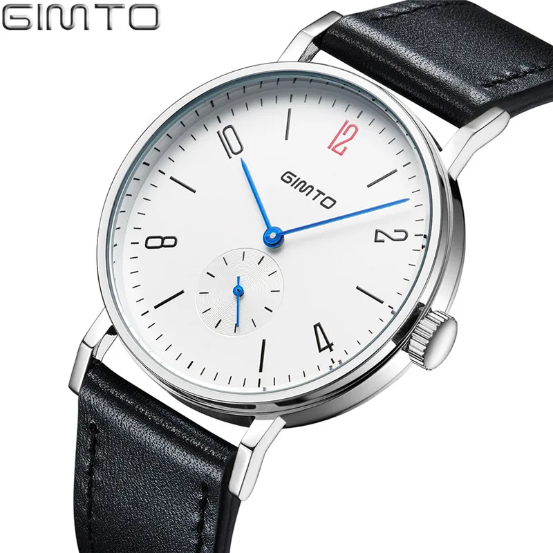 

2017 New GIMTO Brand Mens Watches Luxury Analog Business Clock Leather Male Wristwatch