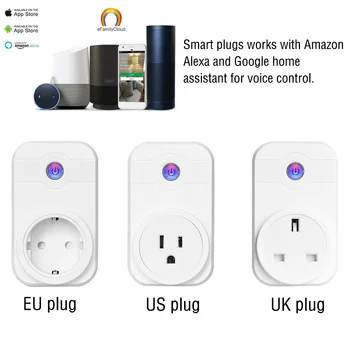 

1PC 2.4Wifi Smart Plug Wireless Voice Control Outlet Timer Wall Smart Socket Switch for ios Andriod smartphone US/ EU/ UK plug