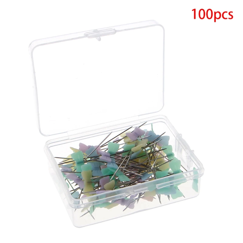 

100 Pcs Push Pins Bowknot Style Positioning Needles For Manual Sewing Patchworks