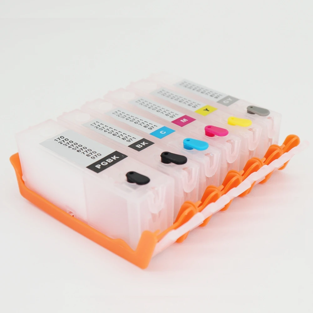 

6 Colors for Canon PGI-570 CLI-571 Refillable Ink Cartridge for Canon PIXMA MG5750 MG5751 MG6850 MG7750 Printer With ARC Chips