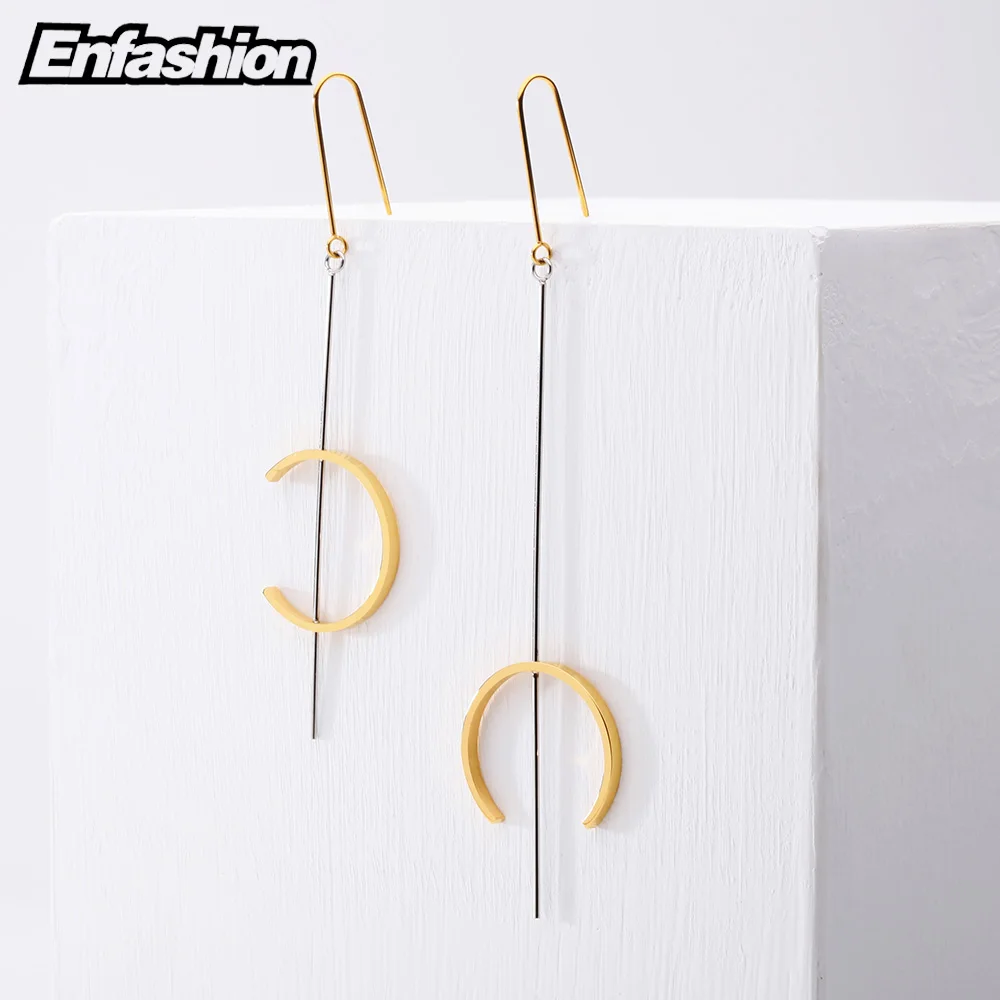 Серьги подвески геометрической формы Enfashion висячие серьги золотого цвета из