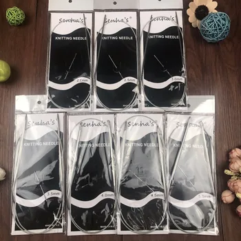 

Free shipping 100cm 43 65 80 120cm Stainless Steel Circular knitting needles set 7PCS/Set Size 2.0-5.0mm knitting needles Crafts