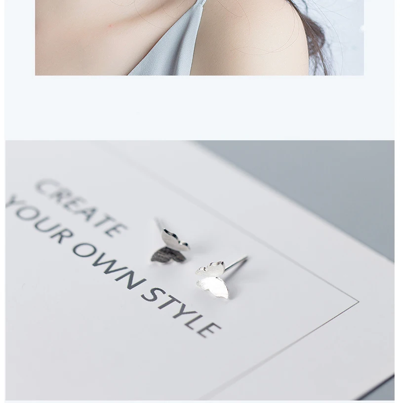 Korean Minimalist Butterfly Stud Earrings 925 Sterling Silver For Women Girls Kids Fashion Luxury Mini Brincos aros de plata 925 (8)