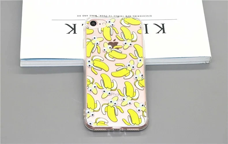 Luxury Soft 3D Cute Cartoon Eyes Move Mouse Cat French fries banana Popcorn Phone Case For iphone 7 6 6s Plus SE 5S Cover Back (2)