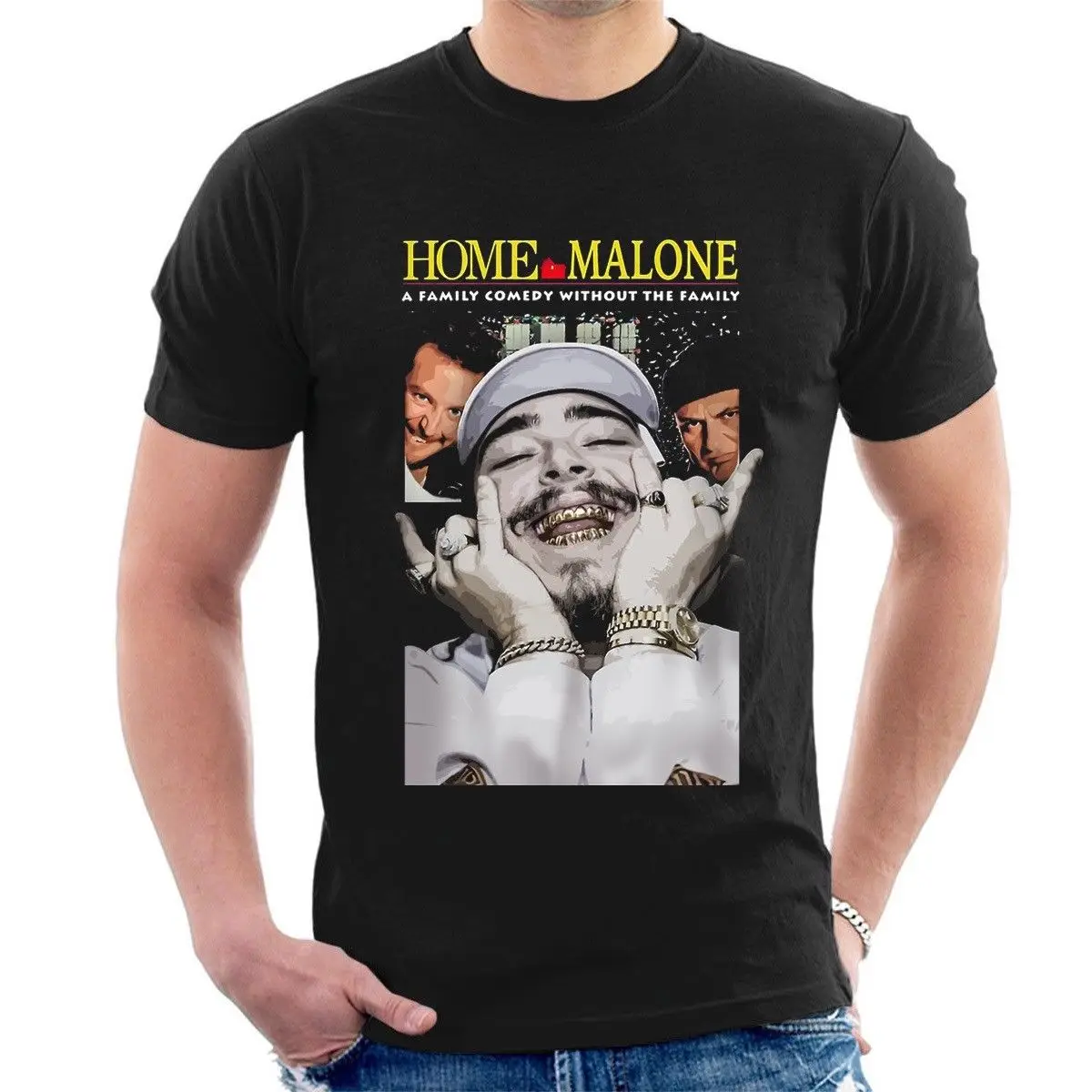 Дома MALONE футболка Post Malone пародия HOME Alone смешная rockstar A18 короткий рукав Футболка