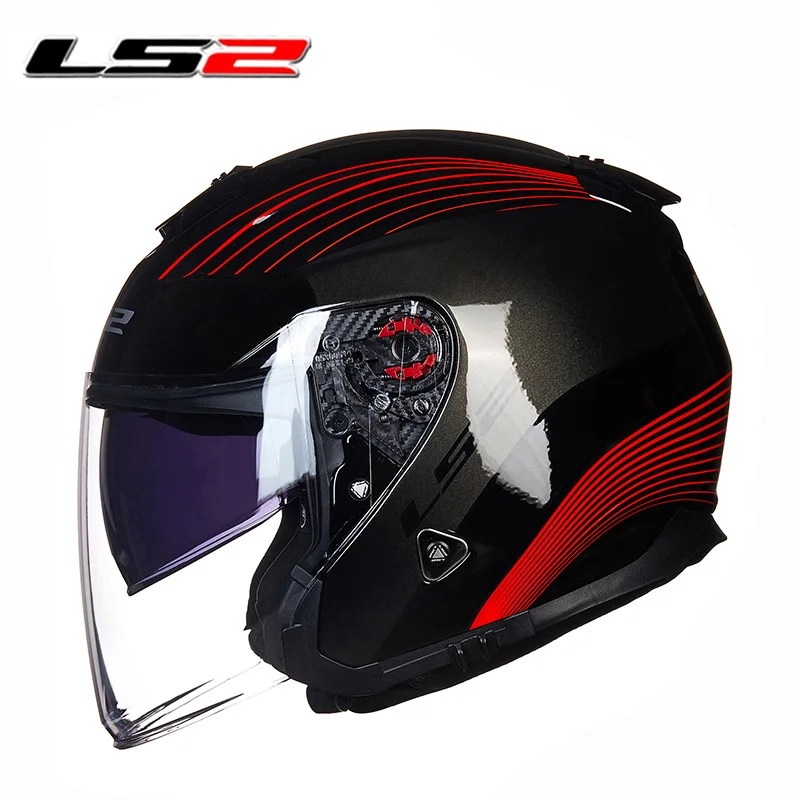 LS2 moto rcycle открытый шлем 3/4 шлем Двойные линзы гоночные полушлемы мото rbike шлем cascos шлем мото - Цвет: 2