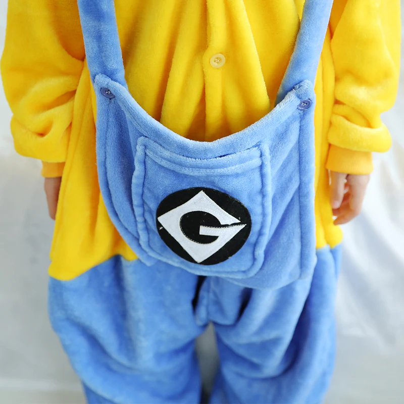 Cute Yellow Minions Kigurumi Pyjamas Funny Children Onesies Cartoon Pajamas One-piece Sleepwear Cosplay For Halloween Jumpsuit (8)