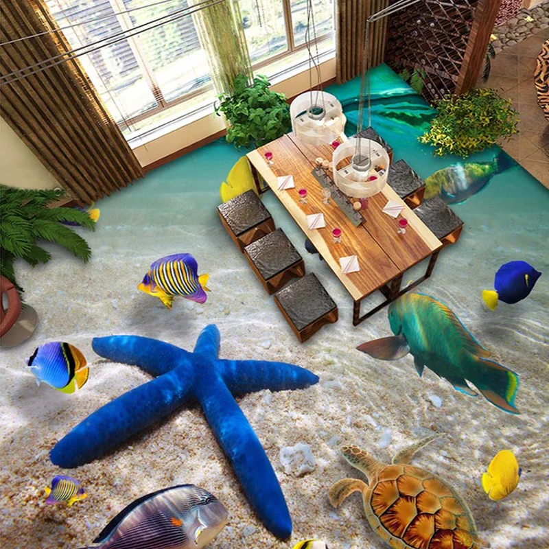 3D фотообои подводный мир Морская звезда Пол напольная наклейка для ванной