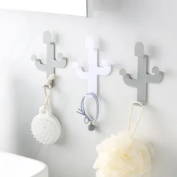 

1 Pcs Cactus Shaped Hooks Key Towel Rack Seamless Adhesive Hook Clothes Hook Kitchen Bathroom Storage Rack Home Decoration