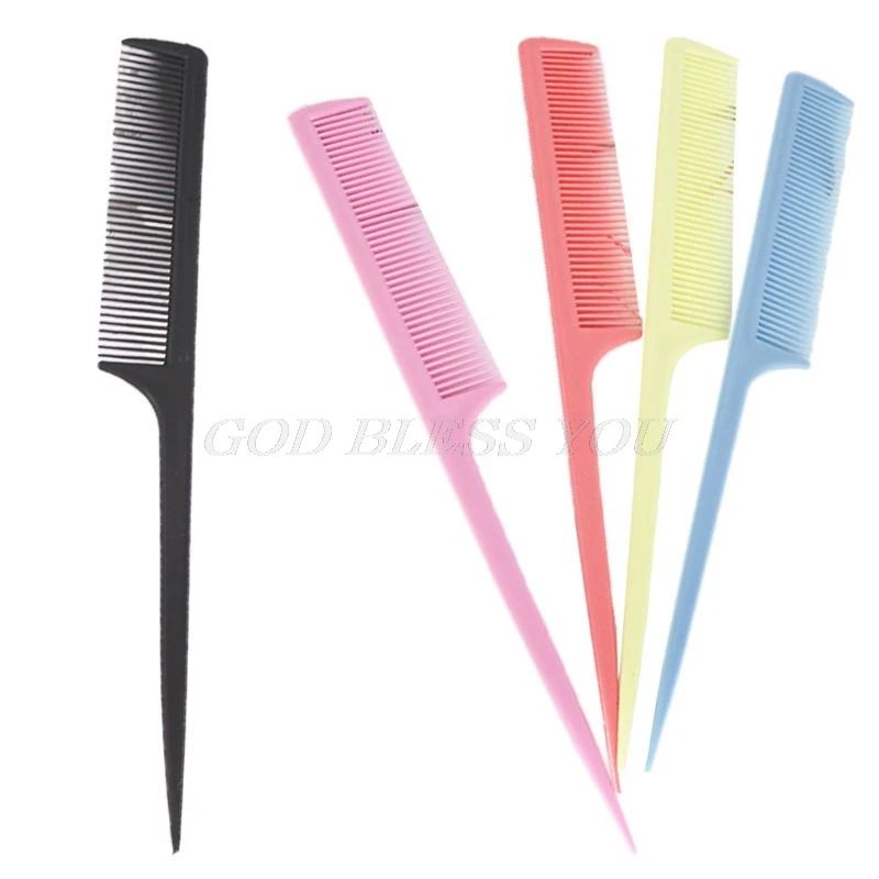 

Women Portable Plastic Rat Tail Hair Comb Fine-Tooth Long Handle Brush Solid Color Cosmetic Hairdresser Makeup Styling Tool