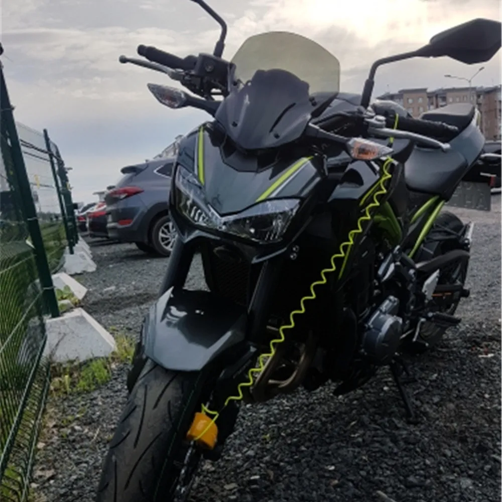 Motocicleta tela preta pára-brisa com suporte, pára-brisas fumaça, acessórios para Kawasaki Z900 2017, alta qualidade