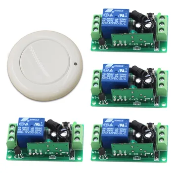 

New DC 9V 12V 24V 1CH Remote Control Relay Switch 1pcs White Transceiver with 4pcs Receiver Wireless Remote Control 315/433