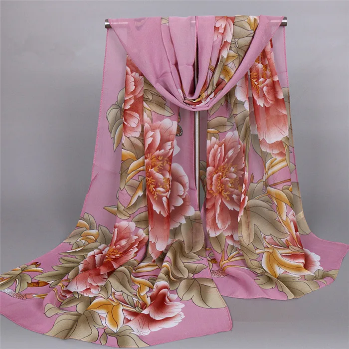 Fashion Chiffon Silk Shawls Printed Flower Butterfly Hijab Female Winter Scarf Foulard Women Beach Towel Cachecol Feminino