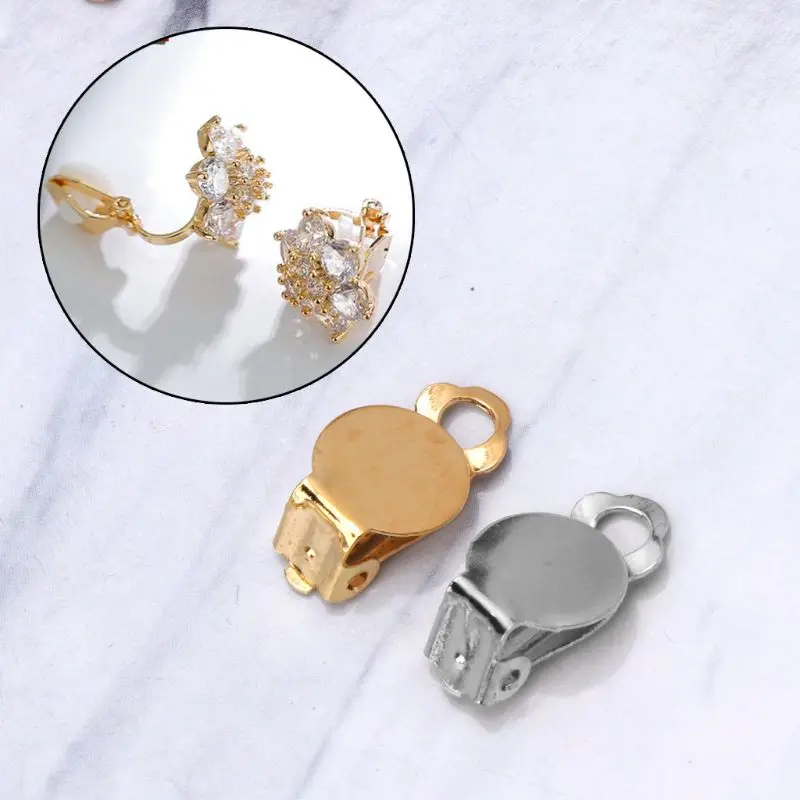 Серьги клипсы сделай сам плоские и круглые лотки из цинкового сплава