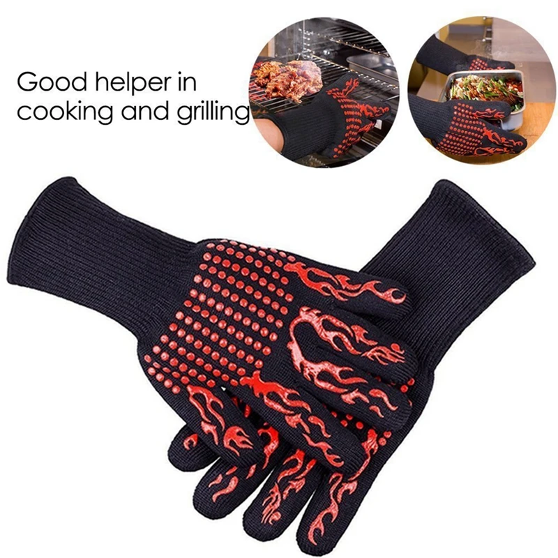 Кухонные противопожарные перчатки, термостойкие толстые силиконовые перчатки для барбекю, перчатки для гриля, перчатки для мытья посуды, выпечки, печи для барбекю, перчатки для жарки