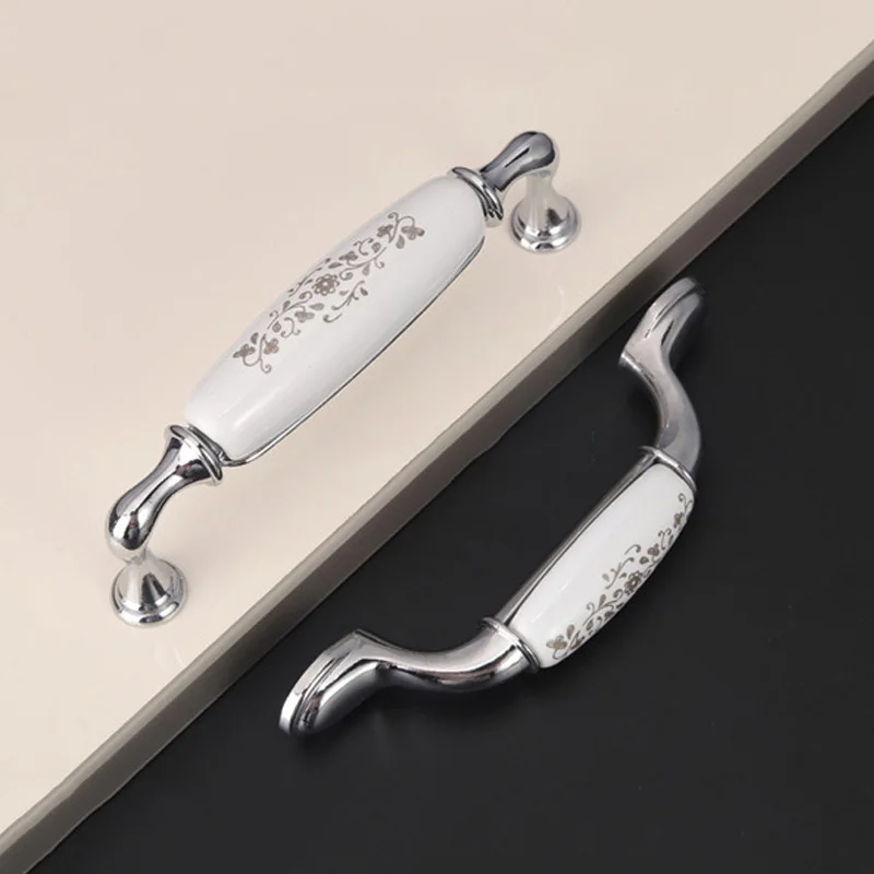 Megairon European Door Handles White Cabinet Door Handles Ceramic