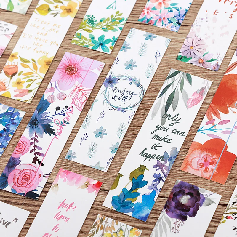 

30pcs/set Cute Bookmarks Flowers Bookmarks Book Notes Paper Page Holder for Books School Office Supplies Stationery
