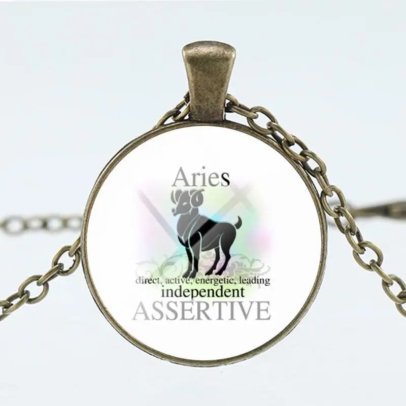 Join.Y New Fashion Galaxy 12 Constellation Design Zodiac Sign Horoscope Astrology Pendant Necklace For Women Men Glass Cabochon | Украшения