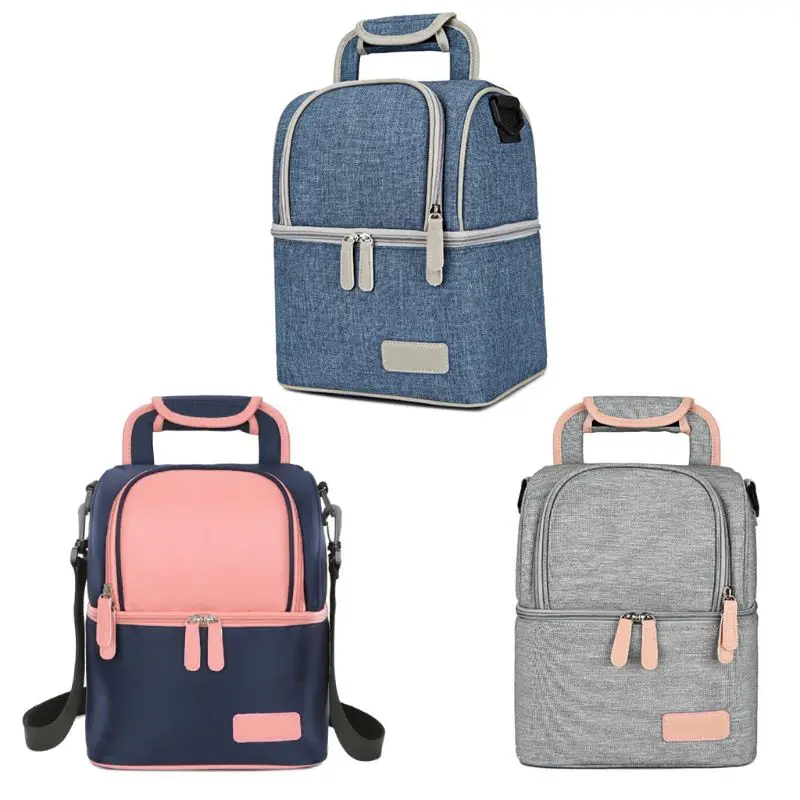 

Double Layer Portable Food Cooler Picnic Bags Fashion for Women Thermal Lunch Box