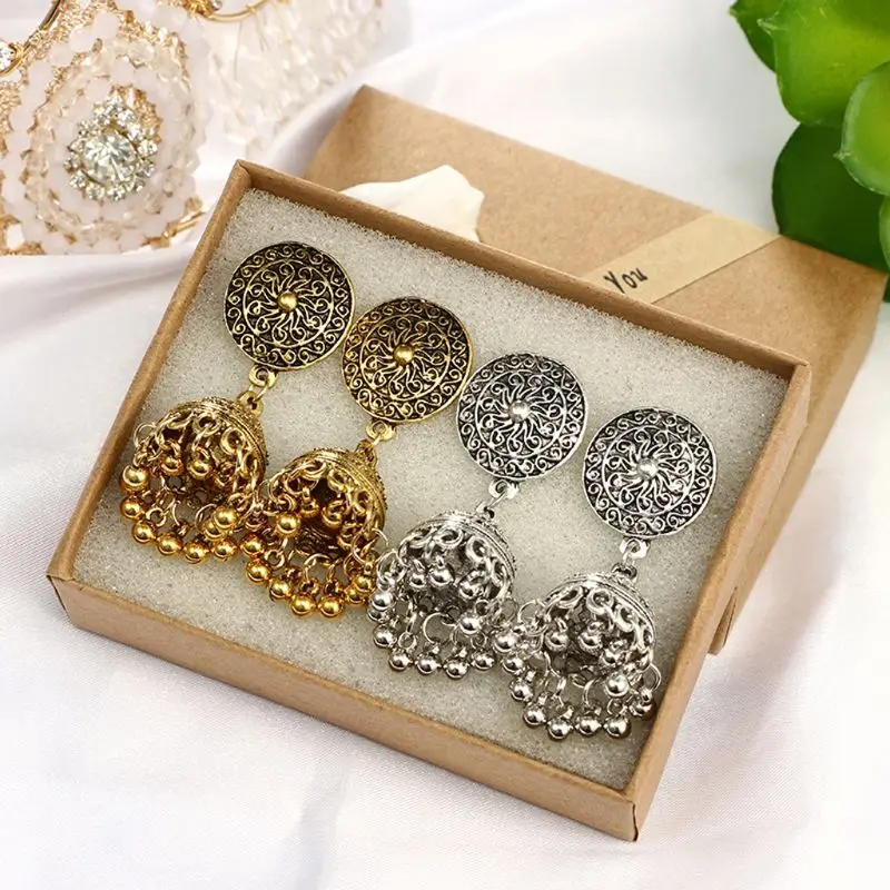 Женские этнические серьги подвески chandbai Kundan Jhumka Jhumki золотого и серебряного цвета