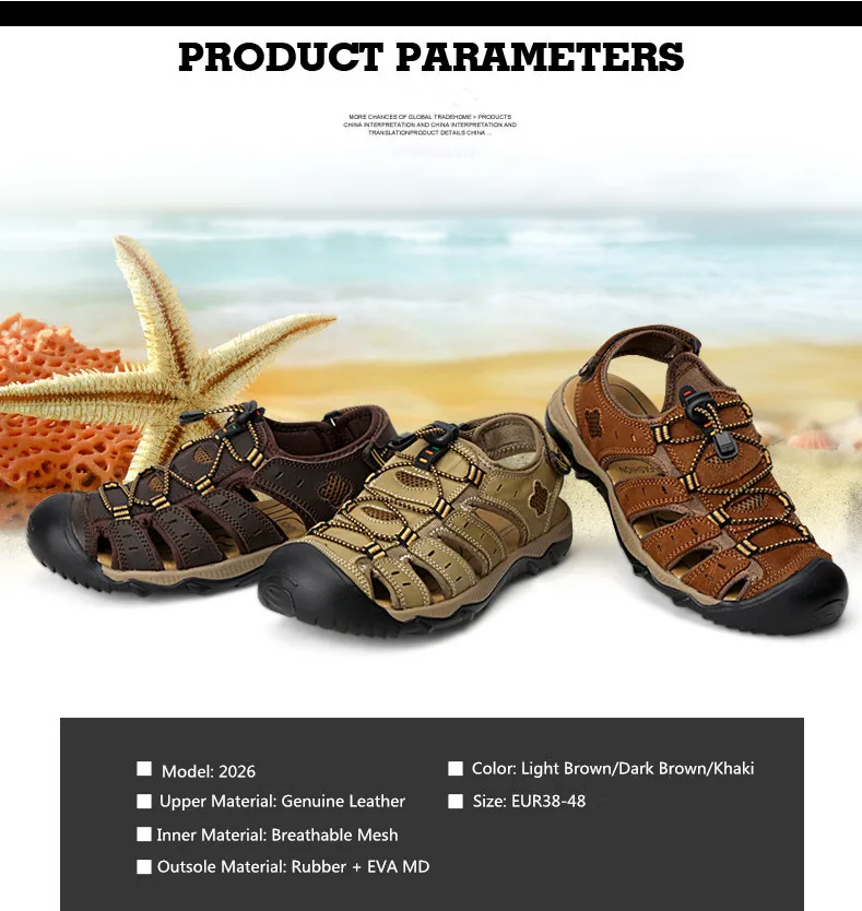 Clorts Men Sandals Comfortable Leather Sport Sneakers Lightweight Outdoor Hiking Sandals Breathable Summer Beach Sandals for Men (8)