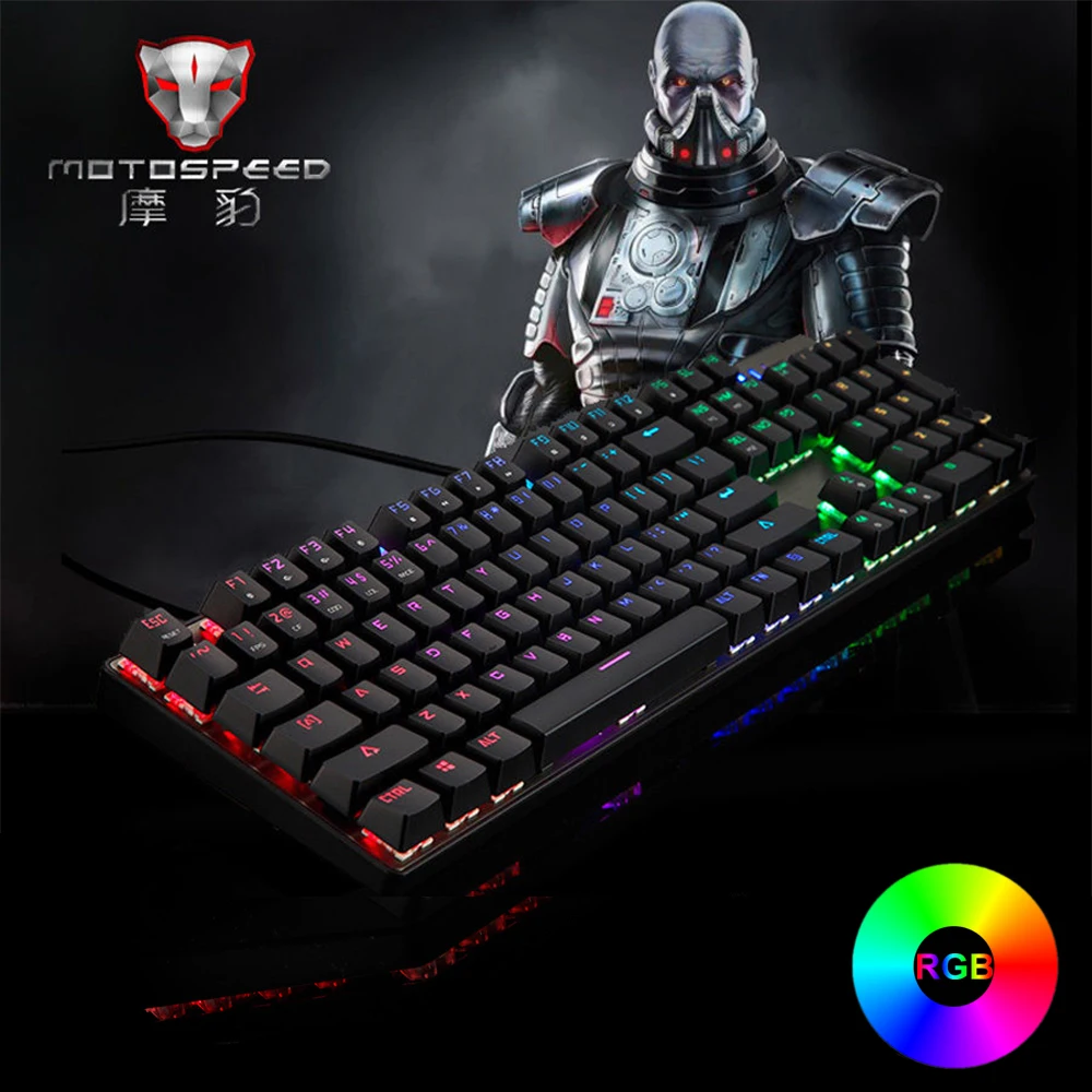 MOTOSPEED CK104 металлическая Механическая игровая клавиатура с 104 клавишами синие
