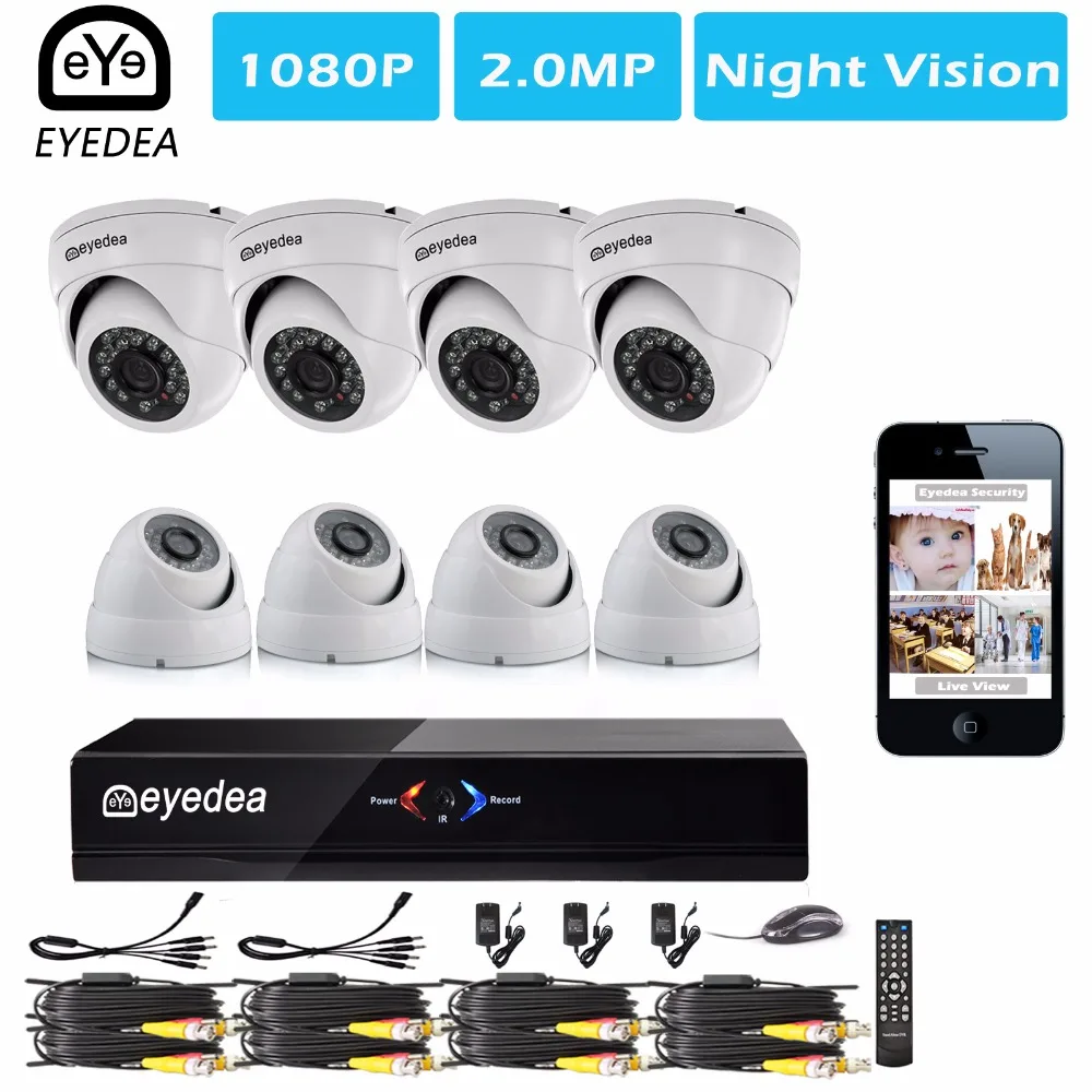 

Mother's Day Eyedea 8 CH Phone View Motion Detect DVR 1080P 5500TVL Dome Outdoor Video Surveillance CCTV Security Camera System