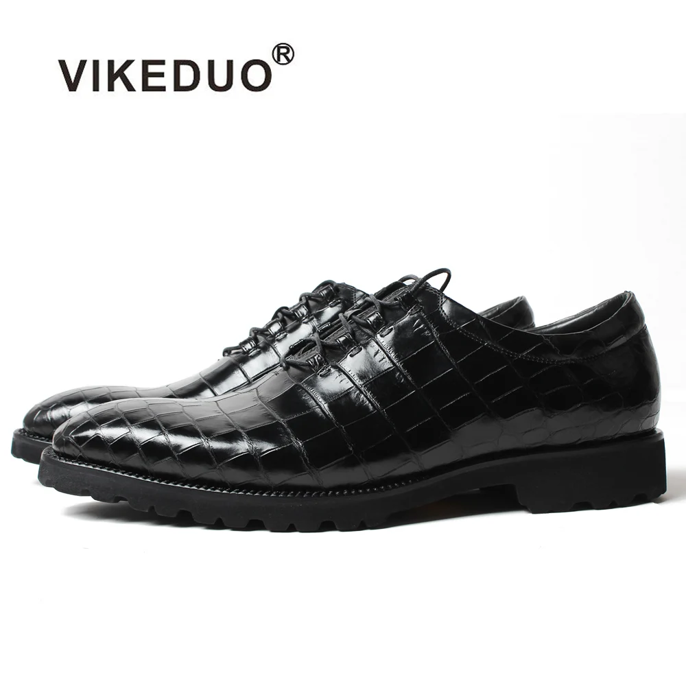 

Vikeduo Hot Handmade Classic Crocodile Shoes Fashion Party Office Wedding Dress Shoe Male Genuine Leather Men Oxford Dress Shoes