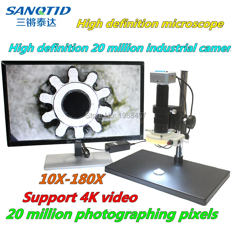 HD HDMI/USB 60fps video microscope 20 million pixel 4K 10X-180X amplification electron for educational | Инструменты