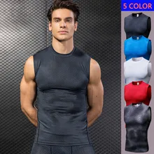 

NEW Quickly Dry Men's Running T-Shirts Compression Tight Gym Tank Top Fitness Sleeveless T-shirt Sport Basketball Mans Gym Vest