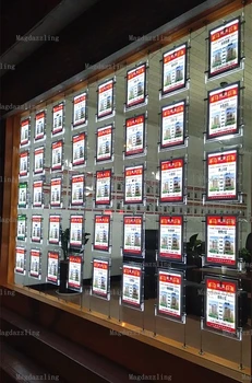 

40PCS A4 Portrait Acrylic Frame LED Display Light Pocket System,Real Estate Agent Window hanging Advertising Light LED Panels