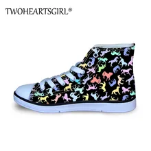 Twoheartsgirl/Баскетбольная обувь; Детские кроссовки; Милая разноцветная обувь на плоской подошве с принтом лошади; детская обувь для мальчиков с высоким берцем; парусиновая обувь
