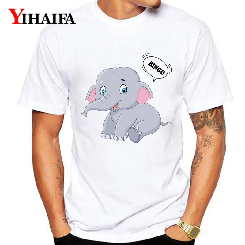 

Men Male T Shirts Animal gym Print Elephant Letters Graphic Tees Casual White Tee Shirt Unisex Tops Streetwear