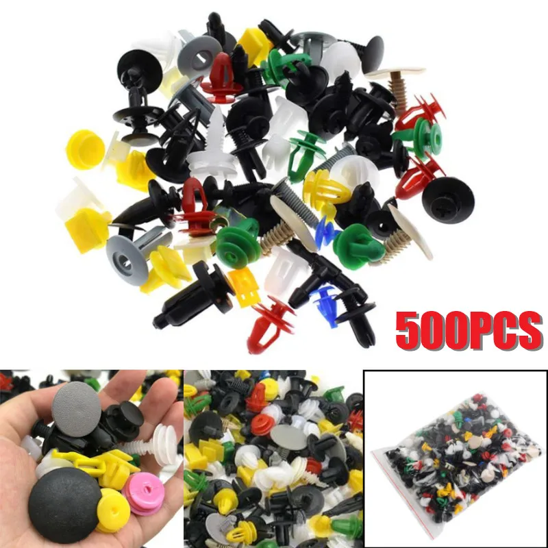 

500PCS/Set Mixed Vehicle Fasteners Door Trim Panel Auto Bumper Rivet Car Clips Retainer Push Engine Cover Fender Fastener Clips