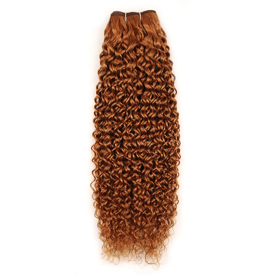 Pinshair Pre-Colored 10-26 Non-Remy Brazilian Jerry Curly Color 30 Hair Weave 4 Bundles 400GPack 100% Human Hair  Thick Wefts (10)