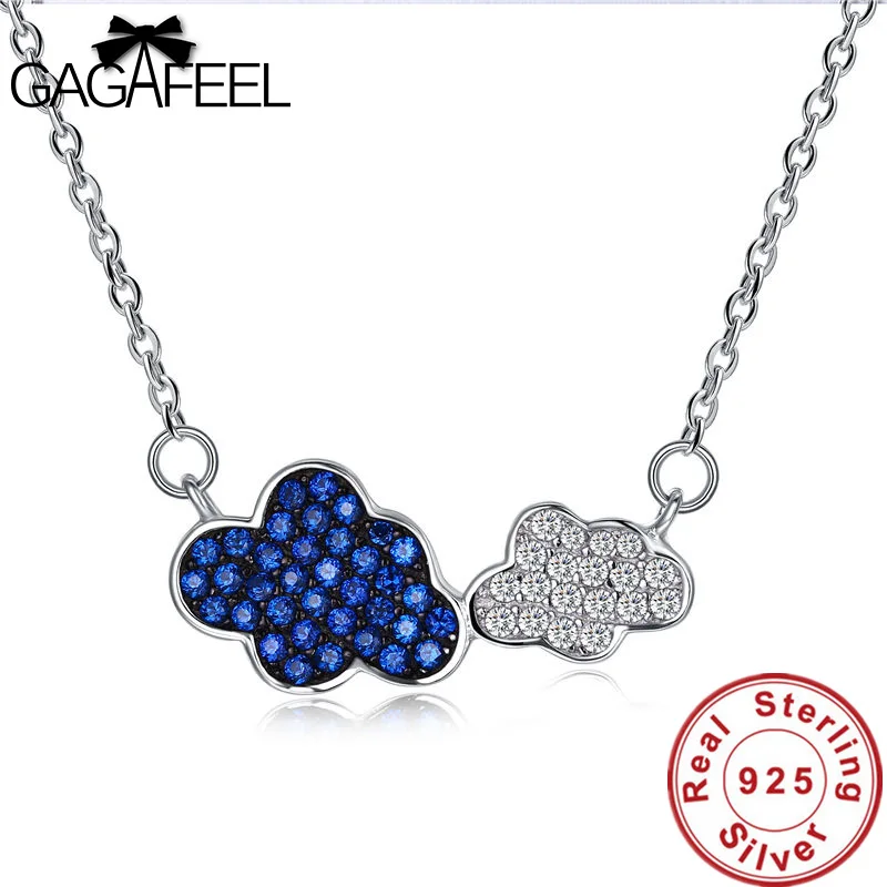 

Gagafeel Genuine 925 Sterling Silver Double Cloud Necklaces Romantic Crystal Zircon Pendant for Women Fine Jewelry Wholesale