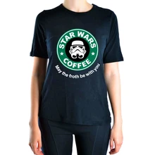Cool star war coffee 2016 Summer t shirt Women kawaii brand clothing tops harajuku tee shirt funny hipster femme black