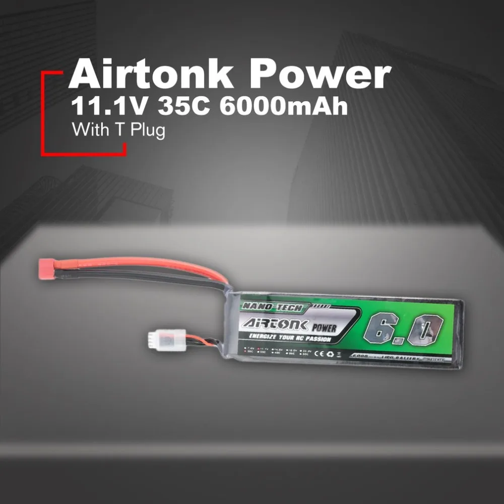 

Airtonk Power 11.1V 6000mAh 35C 3s 1P Lipo Battery T Plug Rechargeable for RC Racing Drone Quadcopter Helicopter Car Boat