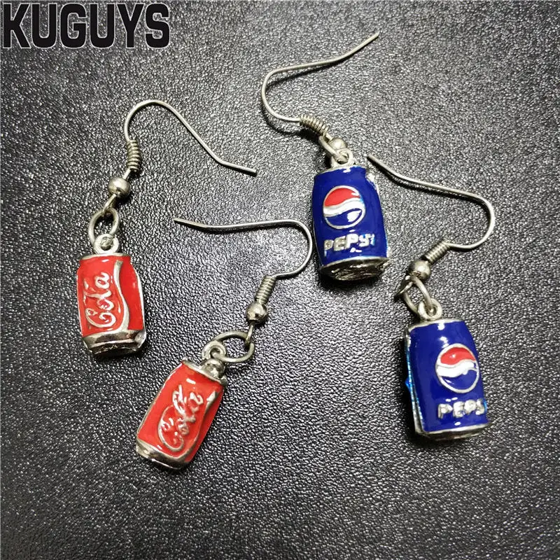 

KUGUYS Cute Can Soda Earrings for Womens Trendy Jewelry Fashion 2 Style Metal Small Drop Earring Gift Accessories