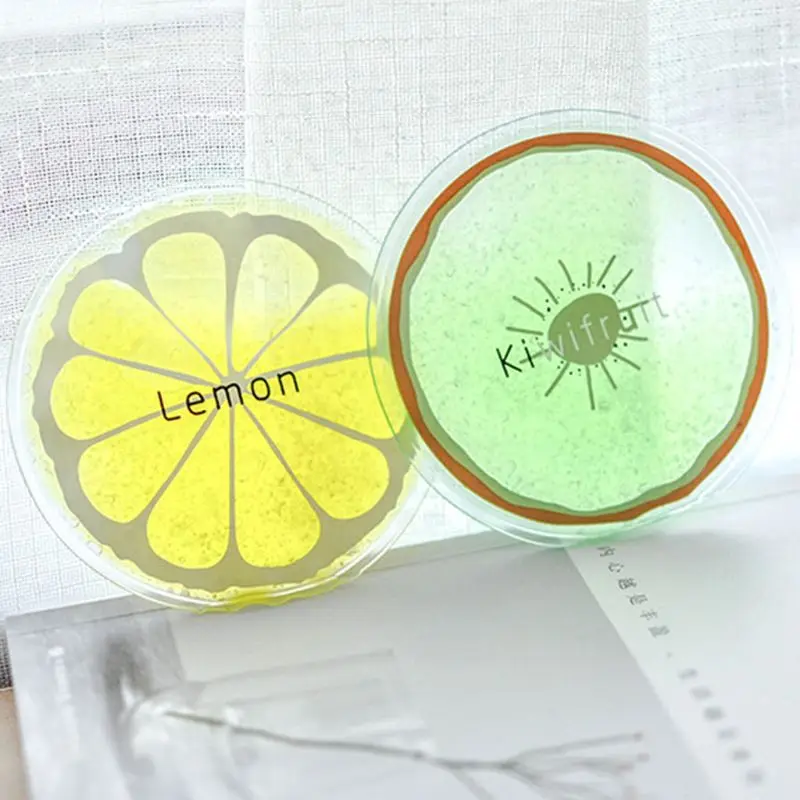 

Summer Portable Mini Physiotherapy PVC Cooler Bag Cute Cartoon Round Shape Bright Colored Fruit Cold Compress Ice Pack Gel