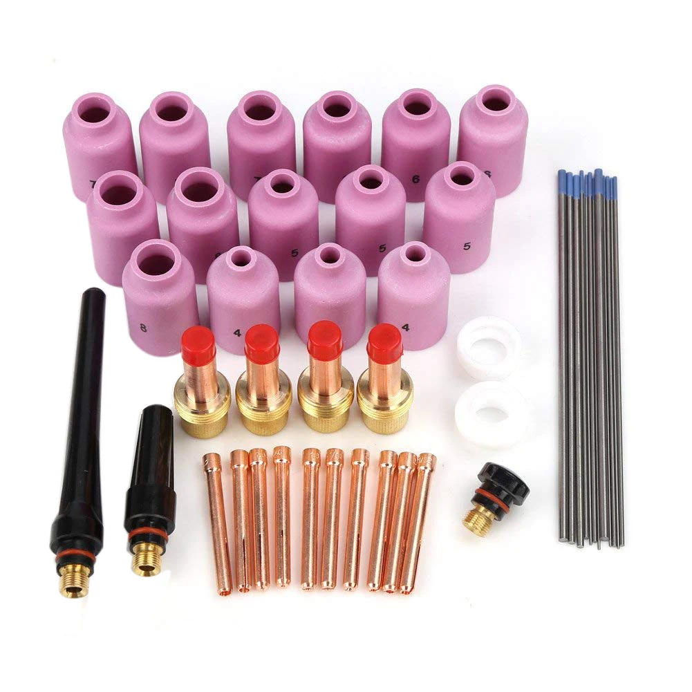 

46pcs TIG Kit Gas Lens for WP-17 WP-18 WP-26 WL20 Torch Accessories Spares Parts Lanthanated Tungsten
